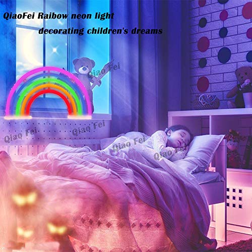 QiaoFei Lindo Letrero de neón del Arco Iris, luz de Arco Iris LED para Regalo de niños, decoración de Pared para Dormitorio de niñas, Navidad, Fiesta de cumpleaños, habitación de niños
