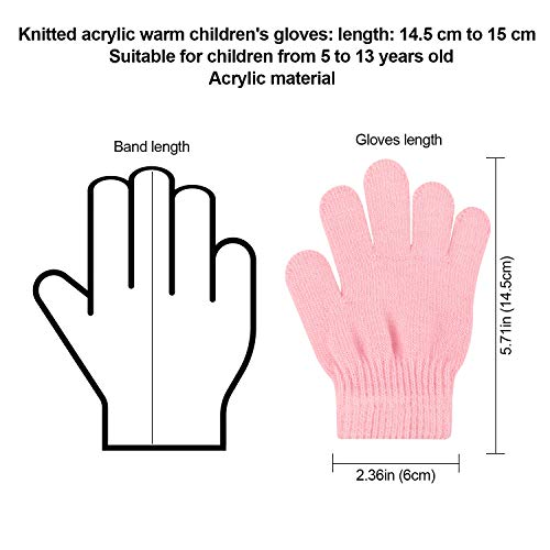 QKURT 6 pezzi Guanti magici elasticizzati per Bambini, Unisex Ragazzi Ragazze Knit Full Finger Gloves Guanti invernali per Abbigliamento quotidiano invernale