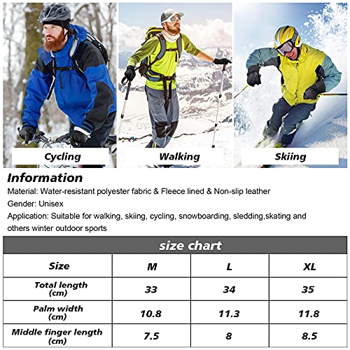 QKURT Guantes de Esquí, Guantes de Invierno Cálidos para la Nieve Hombres Mujeres Guantes de Clima frío para Trineo Snowboard Patinaje Ciclismo y Actividades al Aire Libre