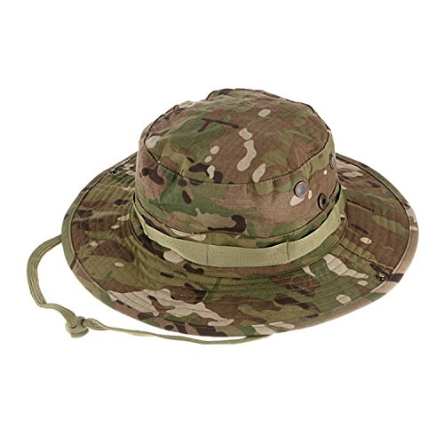 QMFIVE Tactical Boonie Hat, Sombrero Redondeado de Camuflaje Pescador Sun Protection Cap para Outdoor Climb Camping(CP)