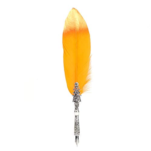Qqmora Pluma de pluma vintage estructura compacta pluma pluma pluma pluma significativa antigua exquisita mano de obra para vacaciones para regalo (naranja brillante)