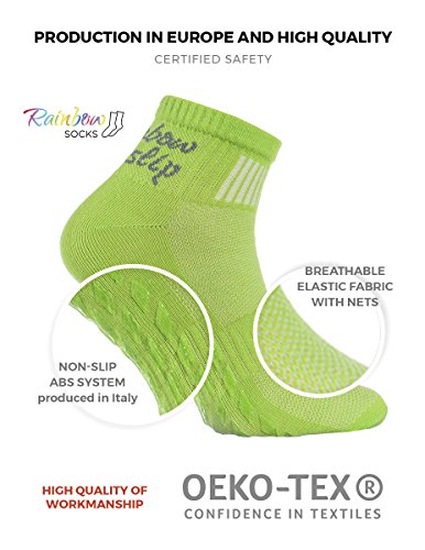 Rainbow Socks - Hombre Mujer Deporte Calcetines Antideslizantes ABS de Algodón - 1 Par - Negro - Talla 44-46