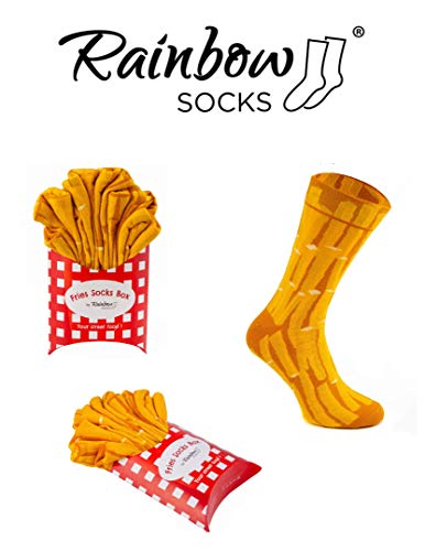 Rainbow Socks - Hombre Mujer Divertidos Calcetines de Papas Fritas - 2 Pares - Talla 41-46