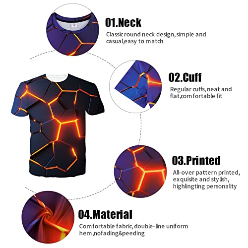 RAISEVERN Ropa 3D Deslumbrante Impreso Alrededor del Cuello de Verano para los Hombres de Manga Corta Camisetas