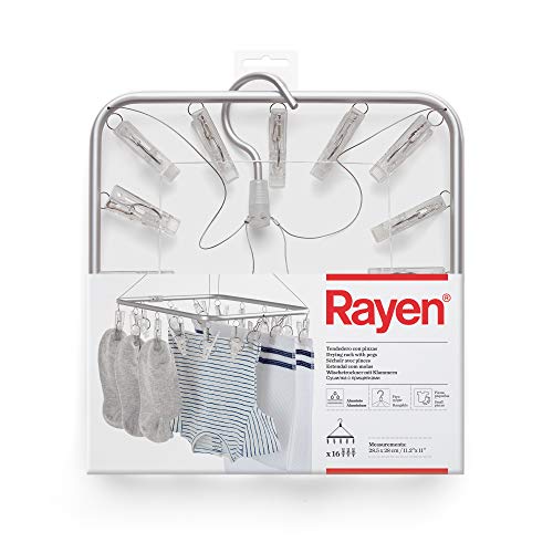 Rayen | Tendedero con Pinzas | Tendedero para Colgar | Pequeñas coladas | Apto para Interior y para Exterior | 28,5 x 28 cm