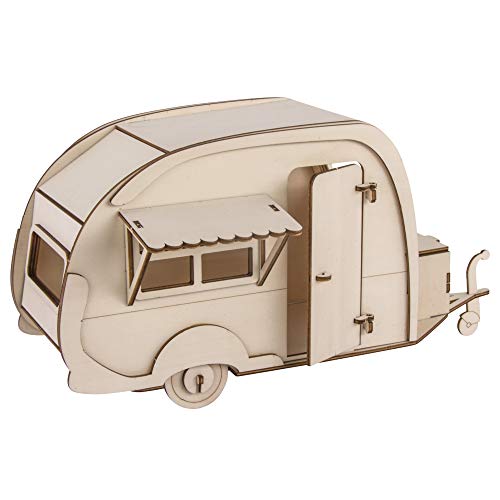 Rayher Miniatura de caravana en 3D, maqueta de madera, 36x18x15 cm, para montar y pintar, 62858505