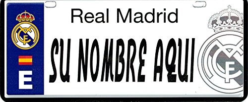 Real Madrid FC Matrícula Personalizable con Nombre - 6 x 14 Centímetros
