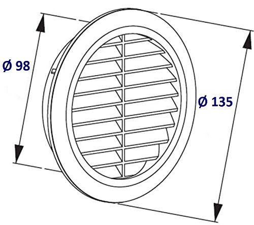 Rejilla de ventilación redonda de plástico y protección para desagües, Blanco Sistema de ventilación Ø100mm