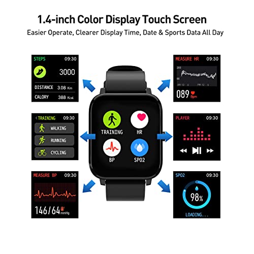 Reloj Inteligente Hombre Mujer , IDEALROYAL Smartwatch Hombre Pulsera Actividad Impermeable IP67 con Sanguíneo Presión Arterial Frecuencia Cardíaca Sueño, Podómetro Reloj Deportivo para iOS Android