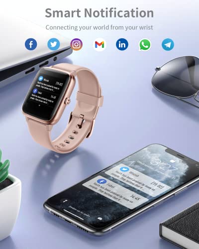 Reloj Inteligente Mujer Hombre, Pulsera Actividad con 5ATM Impermeable Smartwatch con Pulsómetro Monitor de Sueño Calorías Podómetro, Control de Música Inteligente Reloj Deportivo para iOS, Android