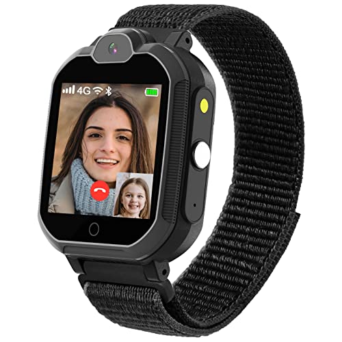 Reloj-Smartwatch 4G con GPS instantáneo & Videollamada Infantil y Juvenil. WiFi, Bluetooth, Voz Chat, cámara, Podómetro, Música, Llamadas, SOS, Impermeable IPX7 Reloj Inteligente niño, Negro