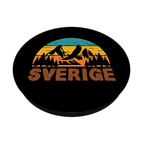 Retro Sverige Montañas Naturales Suecia PopSockets PopGrip Intercambiable