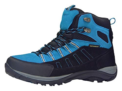 riemot Botas de Senderismo y Campo para Hombres, Zapatillas Altas de Trekking Zapatos de Montaña Escalada Aire Libre Calzado Impermeable Ligero Antideslizantes Sneakers, Hombre Azul 44 EU