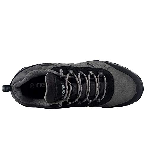riemot Zapatillas Trekking para Mujer y Hombre, Zapatos de Senderismo Calzado de Montaña Escalada Aire Libre Impermeable Ligero Antideslizantes Zapatillas de Trail Running, Hombre Gris Negro 46 EU