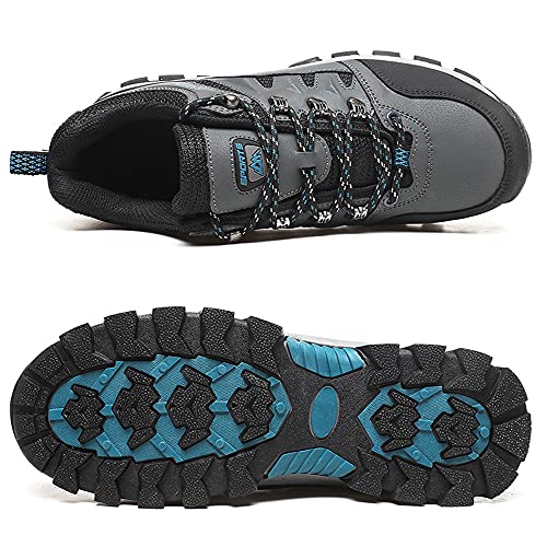 Rokiemen Zapatillas de Trekking para Hombre Botas de Montaña Zapatillas Senderismo Transpirable Antideslizante Al Aire Libre Zapatillas de Camping 1-Gris 42 EU