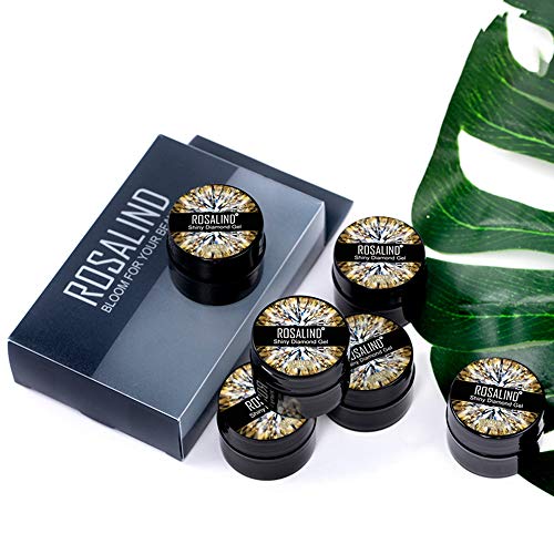 ROSALIND Esmaltes Semipermanentes de Uñas en Gel UV LED, Diamond Brillo de Uñas 6pcs/set, 5ml