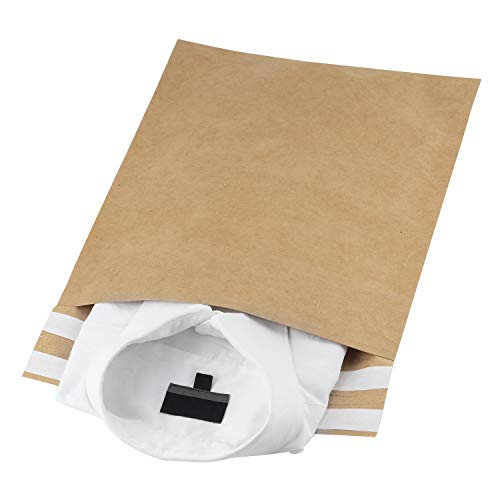 RUSPEPA Kraft Paper Poly Envelopes Mailer, Bolsas De Envío Con Sello Automático, 100% Reciclable, Empaque Reutilizable Gran Idea Para Ropa De Camiseta - 29.2 X 39.4 cm - 25 uds