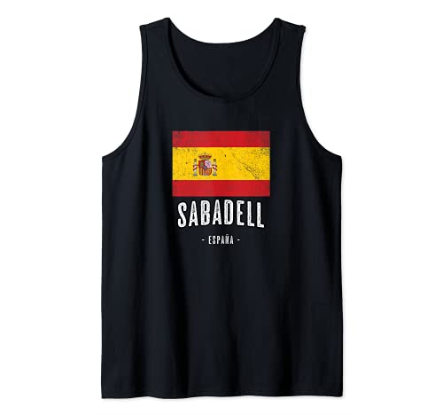 Sabadell España | Souvenir Linda Ciudad - Bandera Española - Camiseta sin Mangas