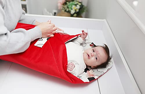 Saco de Dormir para bebé - Manta de niño pequeño de Dormir, Todo el año, Saco Reversible para Envolver Algodón con Ratón – Terciopelo Rojo