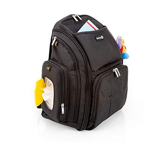 Safety 1st Back Pack Mochila de Pañales Gran Capacidad y Versátil, Bolsa de Pañales para Bebés, color Negro