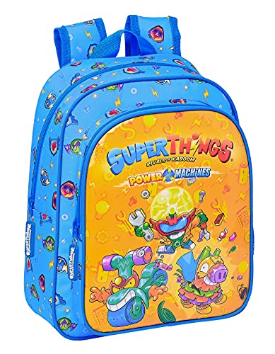 Safta Mochila Escolar Infantil de Superthings Serie 7, 270x100x330 mm, Azul/Multicolor
