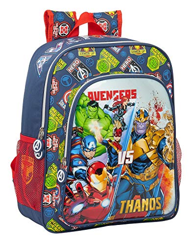 Safta Mochila Escolar Junior de Avengers Heroes Vs Thanos, 320x120x380mm, Azul Marino/Multicolor, M (M640)