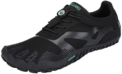SAGUARO Hombre Mujer Barefoot Zapatillas de Trail Running Minimalistas Zapatillas de Deporte Fitness Gimnasio Caminar Zapatos Descalzos para Correr en Montaña Asfalto Escarpines de Agua, Negro, 44 EU