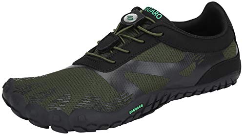 SAGUARO Hombre Mujer Barefoot Zapatillas de Trail Running Minimalistas Zapatillas de Deporte Fitness Gimnasio Caminar Zapatos Descalzos para Correr en Montaña Asfalto Escarpines de Agua, Verde, 43 EU
