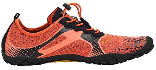 SAGUARO Hombre Mujer Barefoot Zapatillas de Trail Running Minimalistas Zapatillas de Deporte Fitness Gimnasio Caminar Zapatos Descalzos para Correr en Montaña Asfalto Escarpines de Agua, Naranja, 45