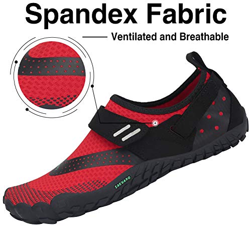SAGUARO Hombre Zapatillas Barefoot de Trail Running para Mujer Minimalistas Zapatillas Antideslizante Fivefingers Barefoot Zapatos Rojo 42 EU