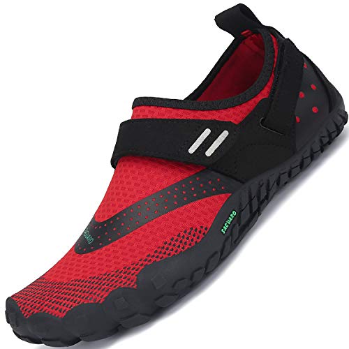 SAGUARO Hombre Zapatillas Barefoot de Trail Running para Mujer Minimalistas Zapatillas Antideslizante Fivefingers Barefoot Zapatos Rojo 42 EU