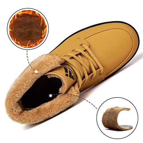 SAGUARO® Invierno Mujer Botas de Nieve Cuero Calientes Fur Botines Plataforma Bota Boots Ocasional Impermeable Anti Deslizante Zapatos (41 EU, Amarillo)