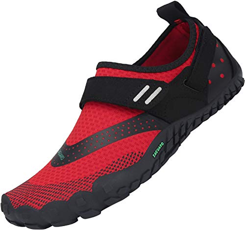 SAGUARO Secado Rápido Minimalista Zapatillas de Gimnasia Hombre Mujer Trekking Playa Ligera Antideslizante Zapatos de Surf Resistente al Desgaste Zapatilla de Trail Running, Rojo 39