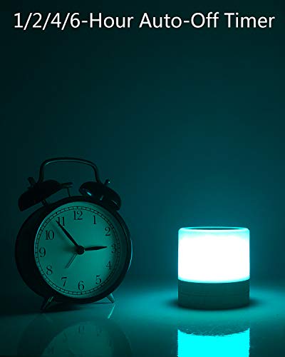 salipt Mini Luz de Nocturna LED, Lámpara de Mesita de Noche Inteligente, Control Tactil, Regulable, USB Recargable, Portátil, Cambio de Color RGB para Niños, Habitación, Cámping (Blanco Cálido)