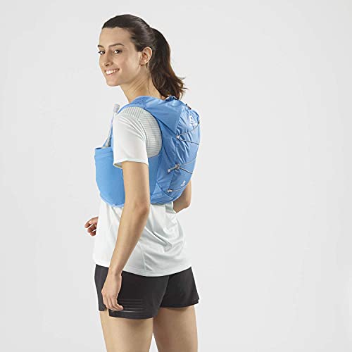 Salomon Active Skin 8 Chaleco de hidratación de mujer con SensiFit y corte femenino para trail running, Azul (Marina /Alloy), M