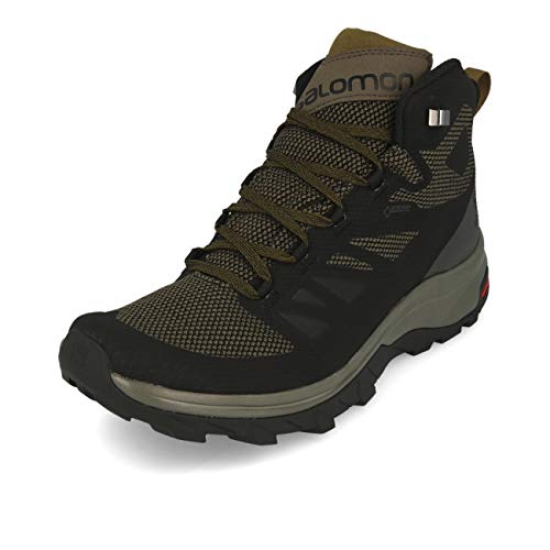 Salomon Outline Mid Gore-Tex (impermeable) Hombre Zapatos de trekking, Negro (Black/Beluga/Capers), 44 EU