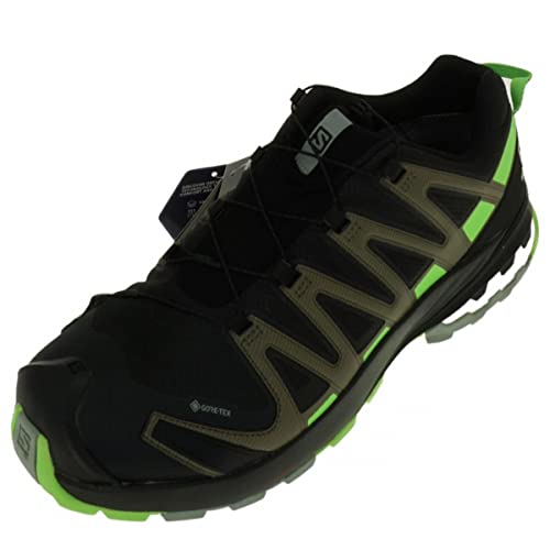 Salomon XA Pro 3D V8 Gore-Tex (impermeable) Hombre Zapatos de trail running, Negro (Black/Green Gecko/Green Milieu), 44 ⅔ EU