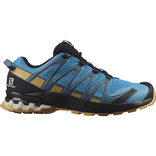 Salomon XA Pro 3D V8 Hombre Zapatos de trail running, Azul (Barrier Reef/Fall Leaf/Bronze Brown), 41 1/3 EU