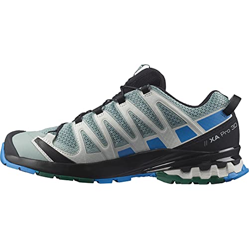 Salomon XA Pro 3D V8 Hombre Zapatos de trail running, Azul (Slate/Blue Aster/Pacific), 41 1/3 EU