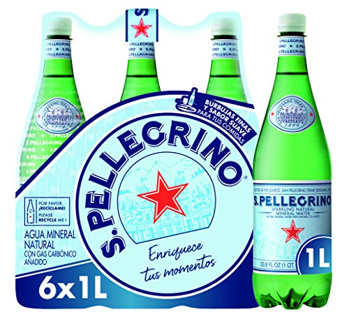 San Pelegrino - Agua mineral natural con gas, 6 botellas, 1L