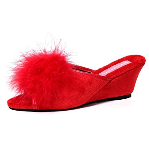 Sandalias de casa de mujer Dunlop Boa, de cuña, talla 36 a 41, color Rojo, talla 36 EU