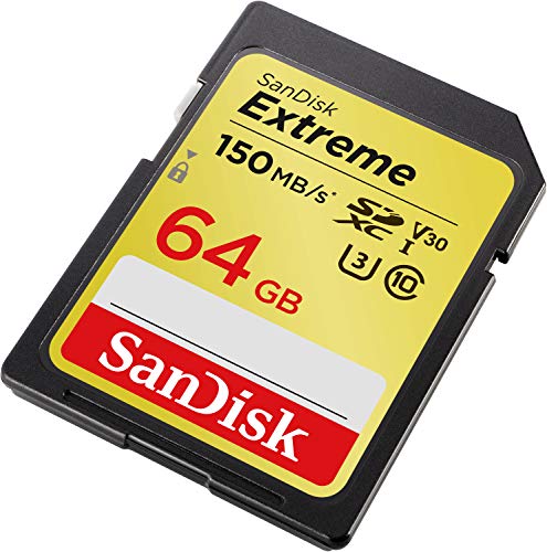 SanDisk Extreme 64GB SDXC - Tarjeta de memoria 150MB/s, Class 10, U3, V30