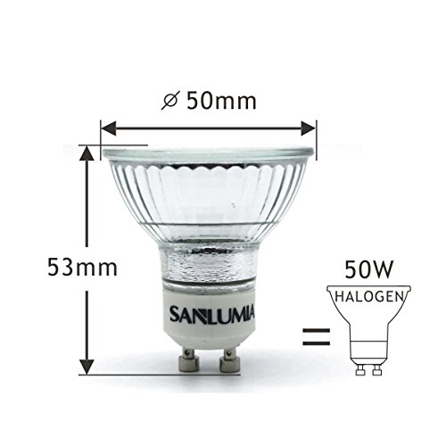 Sanlumia Bombillas LED GU10, 5W = 50W Halógena, 450Lm, Blanco Neutro (4000K), 120 ° ángulo de haz, Iluminación de Techo para Cocina, Oficina, o Baño, Paquete de 10