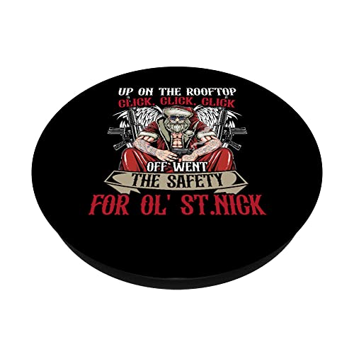 Santa Claus Up On The Rooftop Click Click Click PopSockets PopGrip Intercambiable