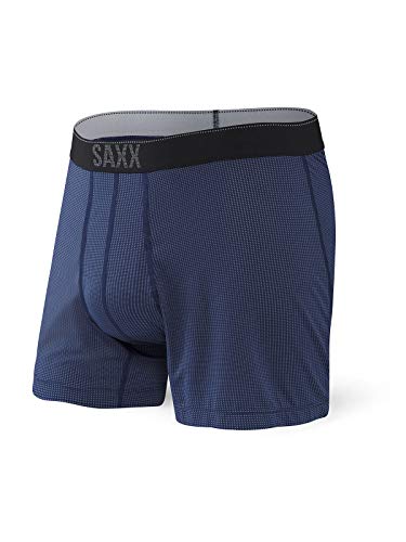 Saxx Underwear Quest Loose Cannon - Calzoncillos tipo bóxer para hombre con soporte integrado para parque de balones, Midnight Blue II, S
