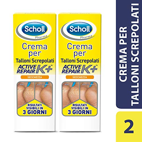 Scholl - Crema K+ para talones agrietados y secos, 2 unidades