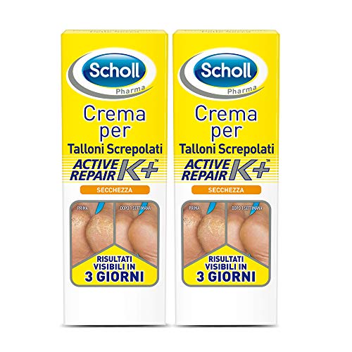 Scholl - Crema K+ para talones agrietados y secos, 2 unidades