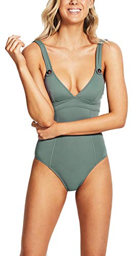 Seafolly Active Tank Maillot bañadores, Verde (Olive Leaf Olive Leaf), 44 (Talla del Fabricante: 16) para Mujer