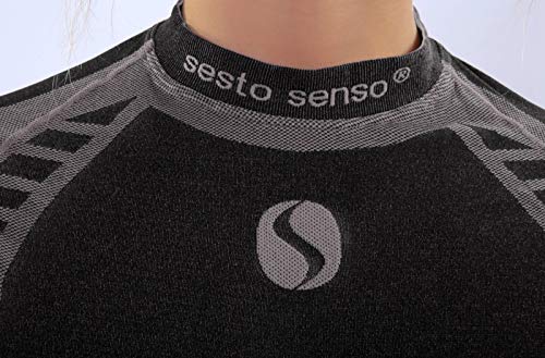 Sesto Senso® Camiseta Térmica Mujer Ropa Interior de Compresión Manga Larga Camisa Funcional Termo Activo (M, Gris)