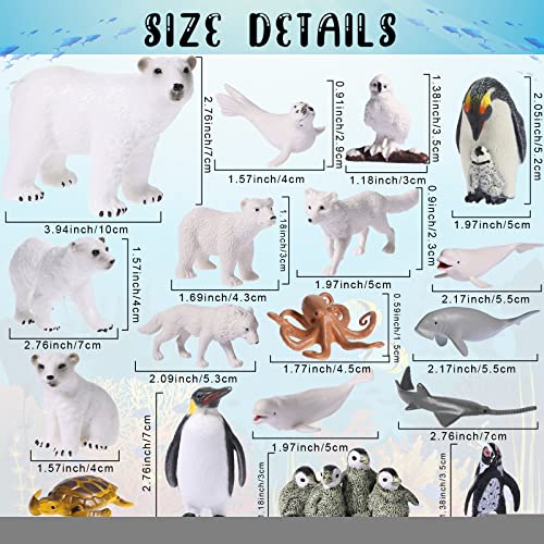 Set de 18 Figuritas de Animales de Mar Océano Círculo Ártico Figura Juguete de Animal Polar Realista Set de Juego Educativo Aprendizaje Topper de Tarta Regalo de Fiesta Cumpleaños Navidad